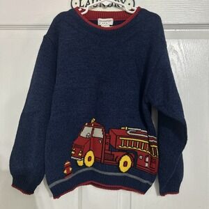 Vintage FIRE TRUCK Covington brand sweater size L 7 boys with tags